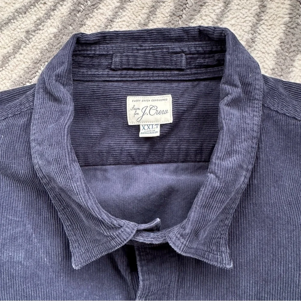 J. Crew Re-Imagined Men’s Corduroy‎ Long Sleeve Button Down Navy Blue Size XXLT